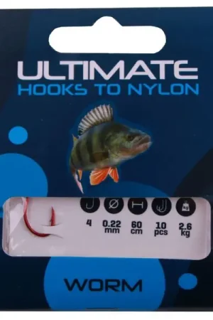 Ultimate Worm Hooks To Nylon 10 pcs Commande En Gros