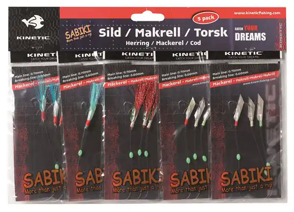 Kinetic Sabiki Rigs 5-pack Mix, pour la pêche des harengs et maquereaux ! Commander Maintenant